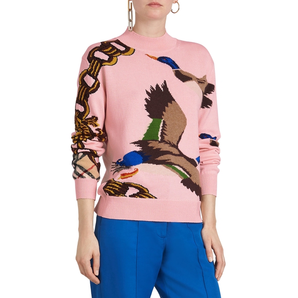 Burberry Duck Intarsia Mockneck Sweater - Tops - Knitwear - Clothing