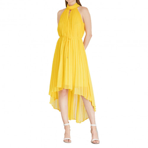 yellow pleated dress ted baker