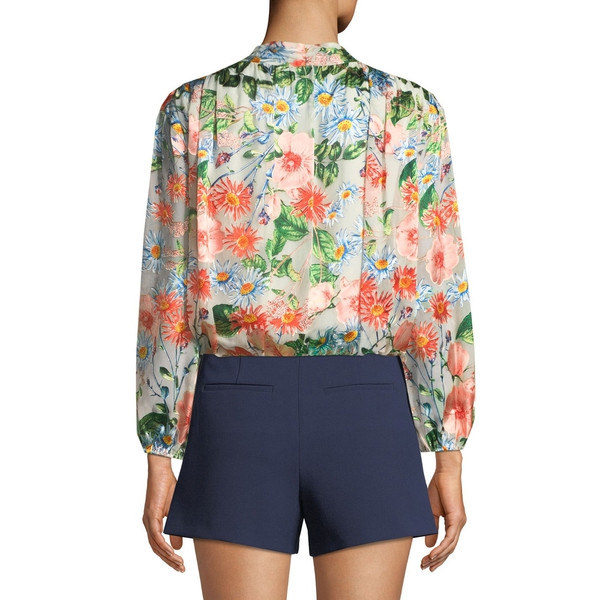 Alice + Olivia Trista Cross Front Blouson Top - Long Sleeved - Tops ...